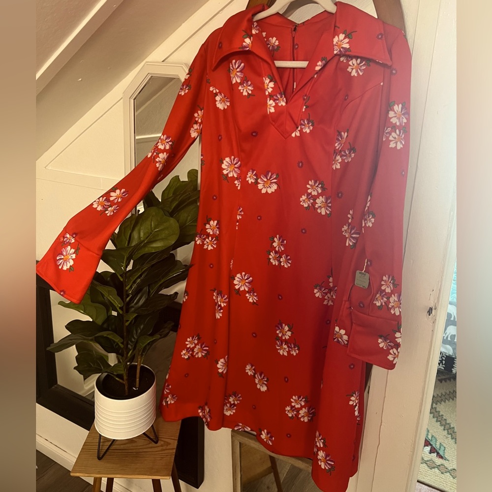 Vintage Red Flower Dress